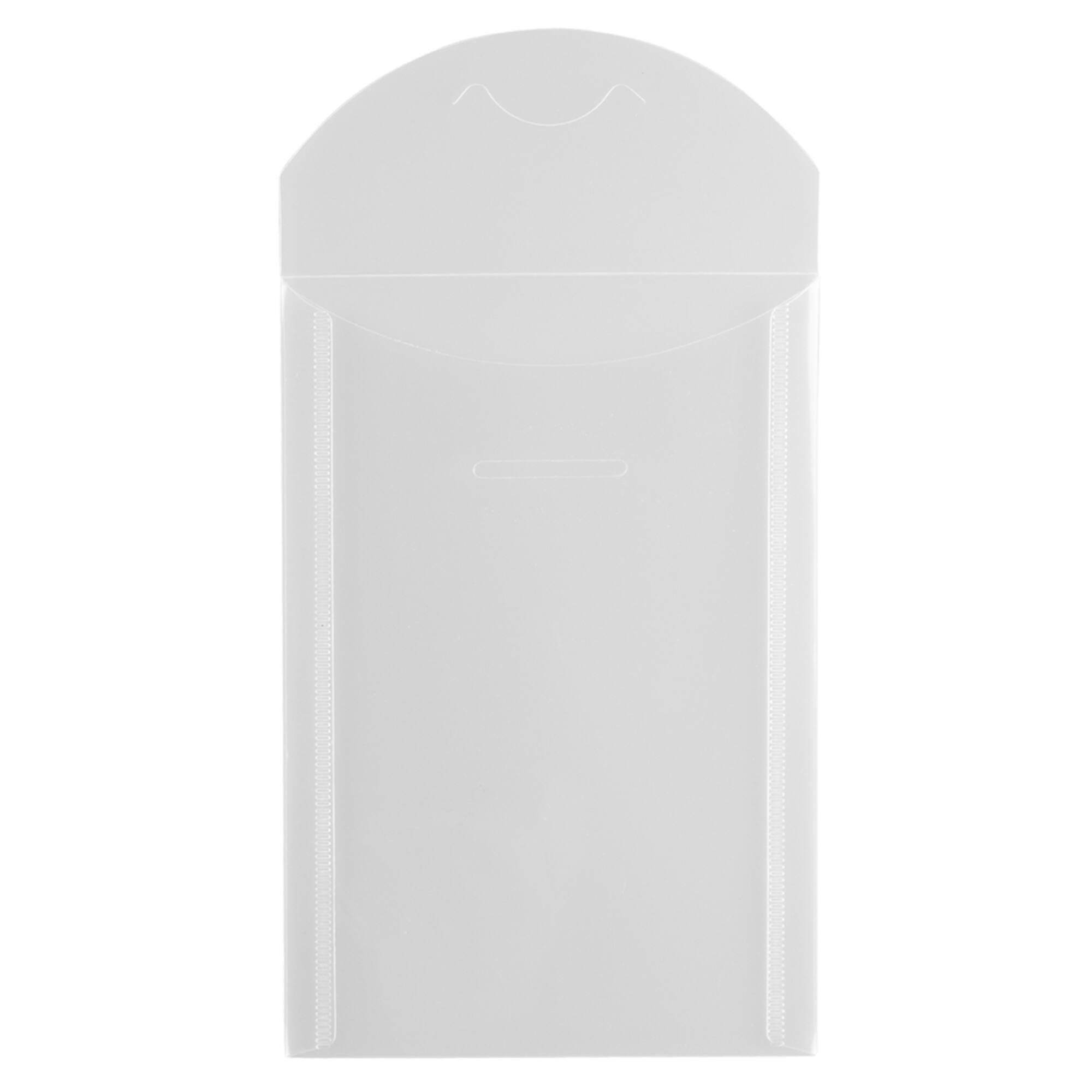 JAM Paper 4.125" x 6" Clear Plastic Tuck Flap Closure Envelopes, 12ct.